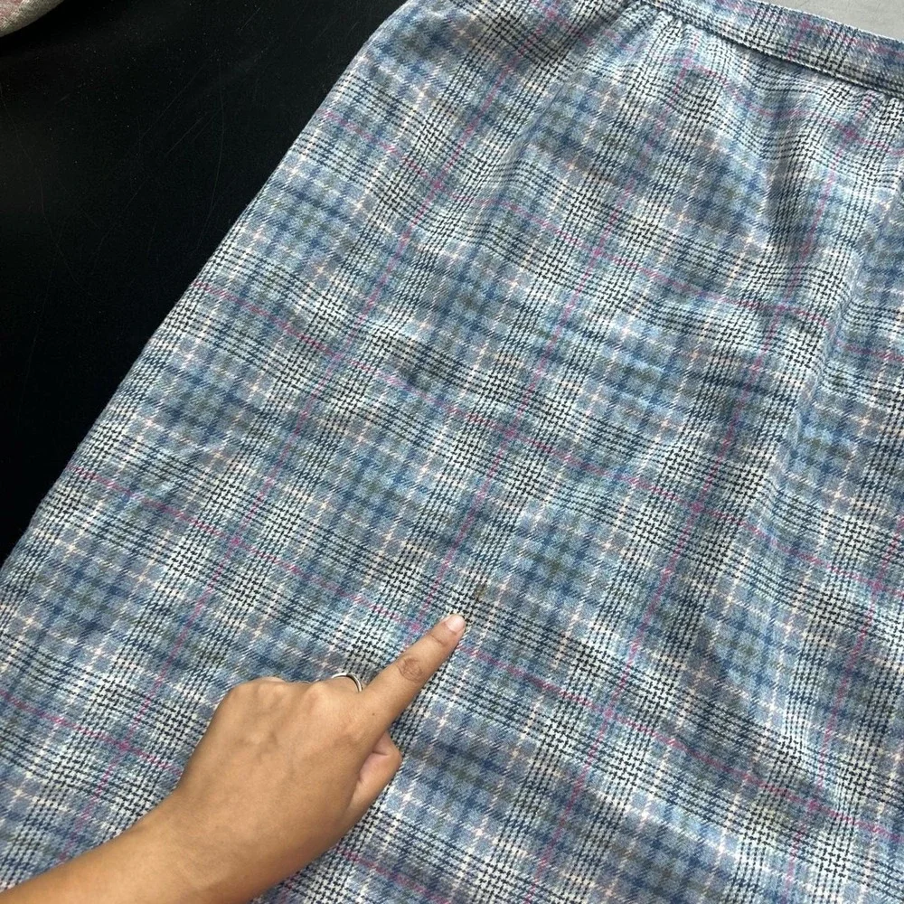 Vintage Pendleton Wool Women's Size‎ 14 Blue Plaid Cottagecore Midi A Line Skirt